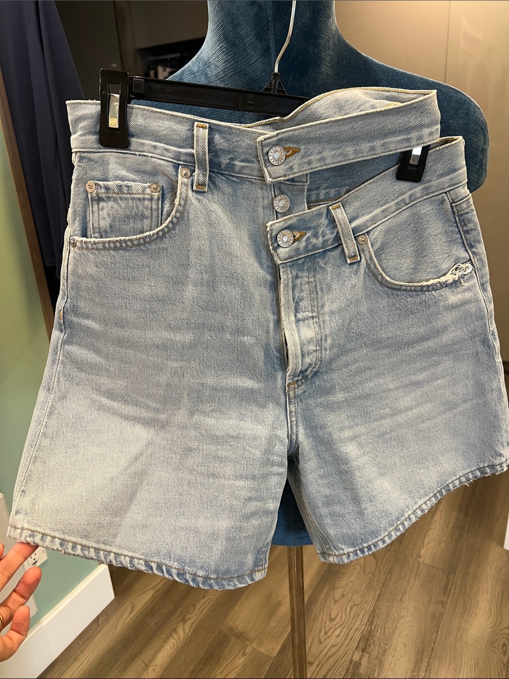 Agolde High-Waist Light Blue Denim Shorts